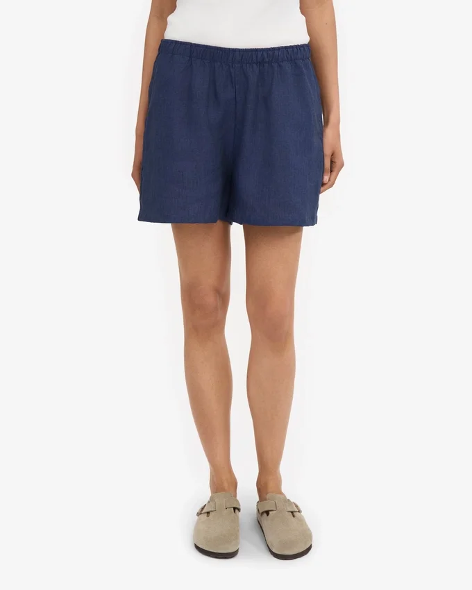 Pantalones cortos de lino - Azul marino