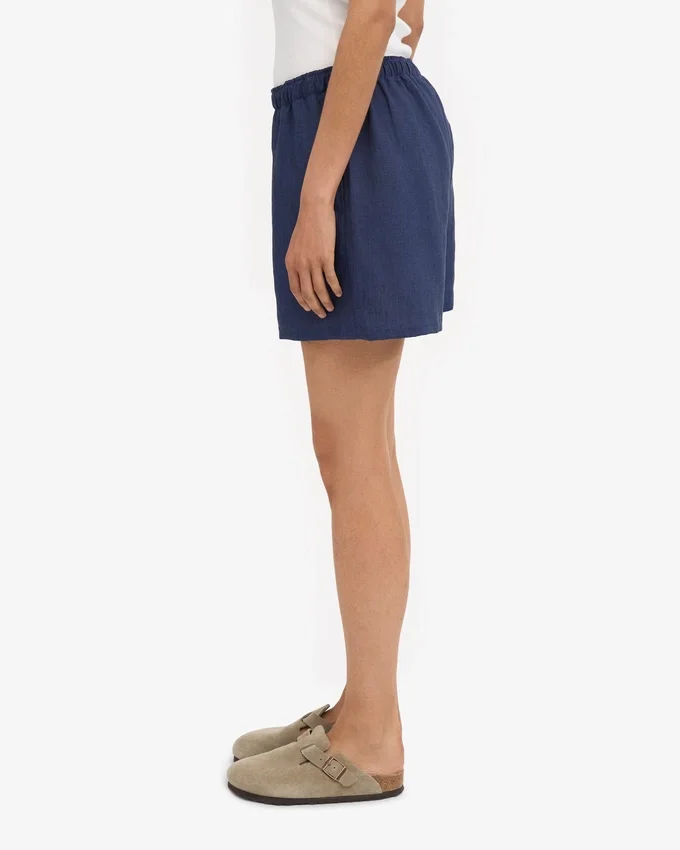 Pantalones cortos de lino - Azul marino