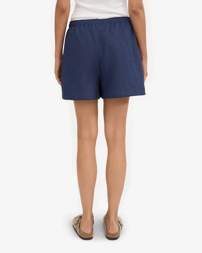 Pantalones cortos de lino - Azul marino