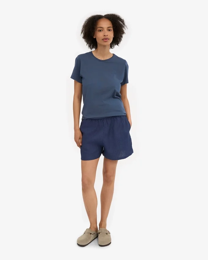 Pantalones cortos de lino - Azul marino