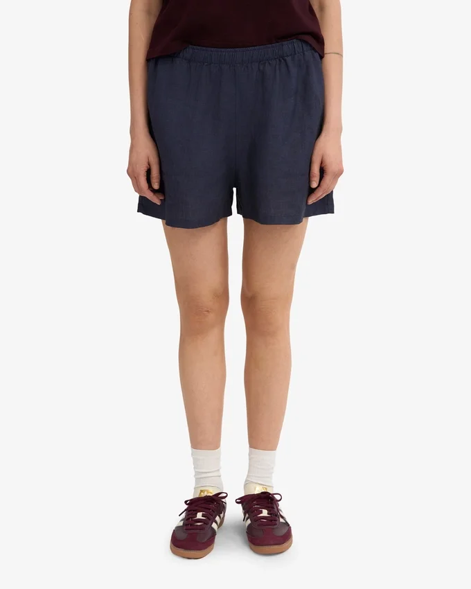 Pantalones cortos de lino - Azul petróleo