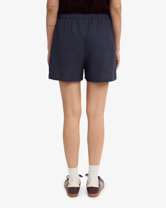 Pantalones cortos de lino - Azul petróleo