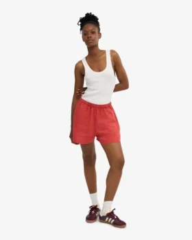 Pantalones cortos de lino – Rojo mandarina