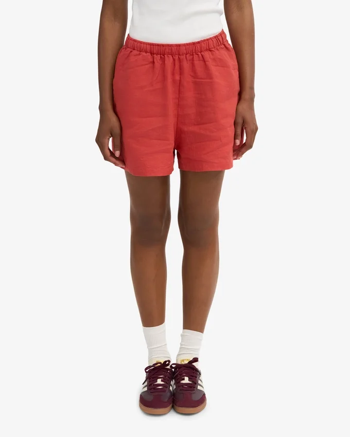 Pantalones cortos de lino - Rojo mandarina