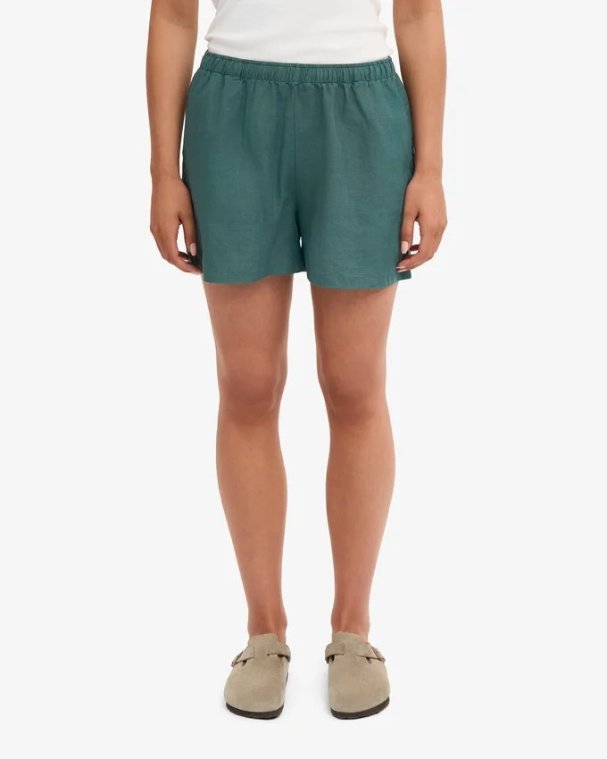 Pantalones cortos de lino - Verde océano
