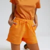 Pantalones cortos de sudadera orgánicos para mujer - Azul marino