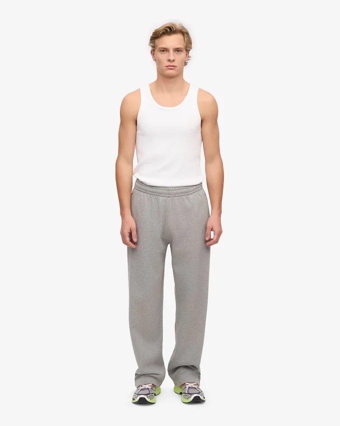 Pantalones de chándal de corte recto de algodón orgánico - Gris jaspeado