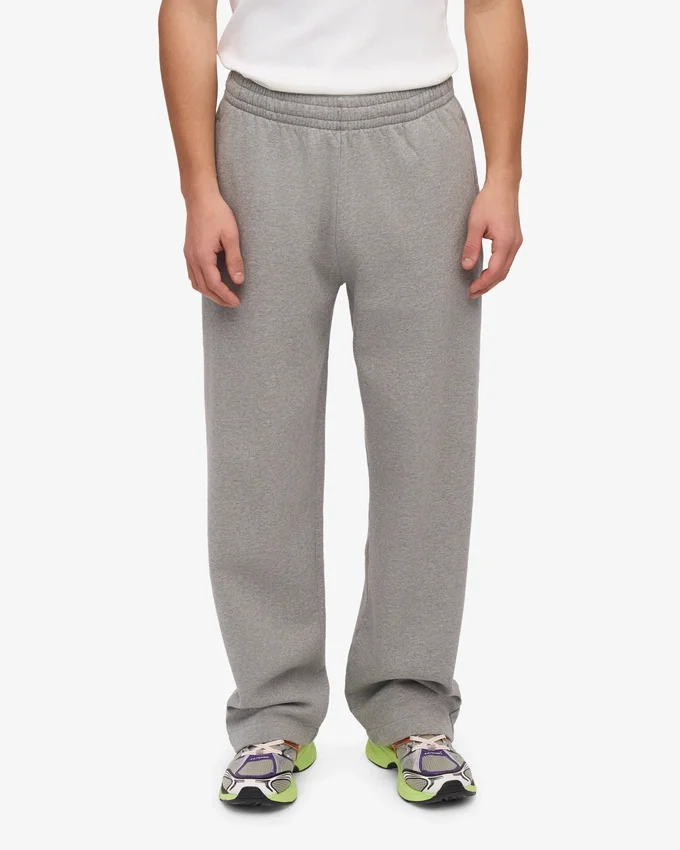 Pantalones de chándal de corte recto de algodón orgánico - Gris jaspeado