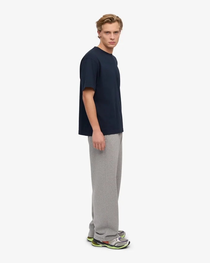 Pantalones de chándal de corte recto de algodón orgánico - Gris jaspeado