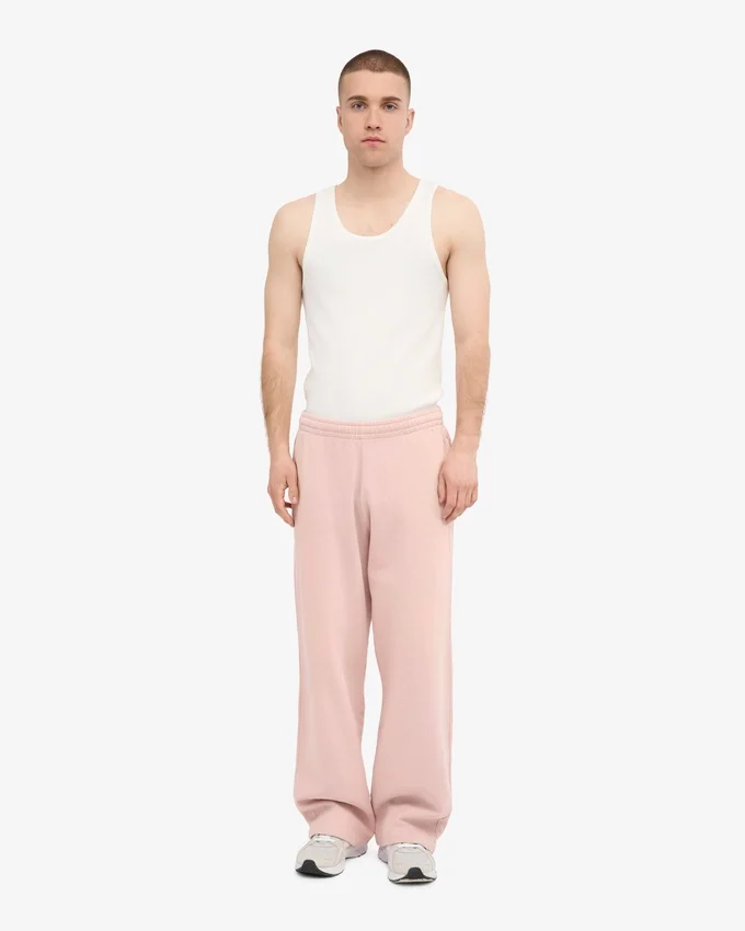 Pantalones de chándal de corte recto de algodón orgánico - Rosa descolorido
