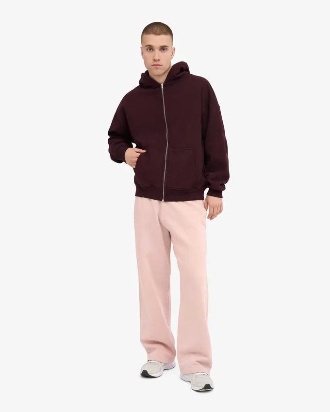 Pantalones de chándal de corte recto de algodón orgánico - Rosa descolorido