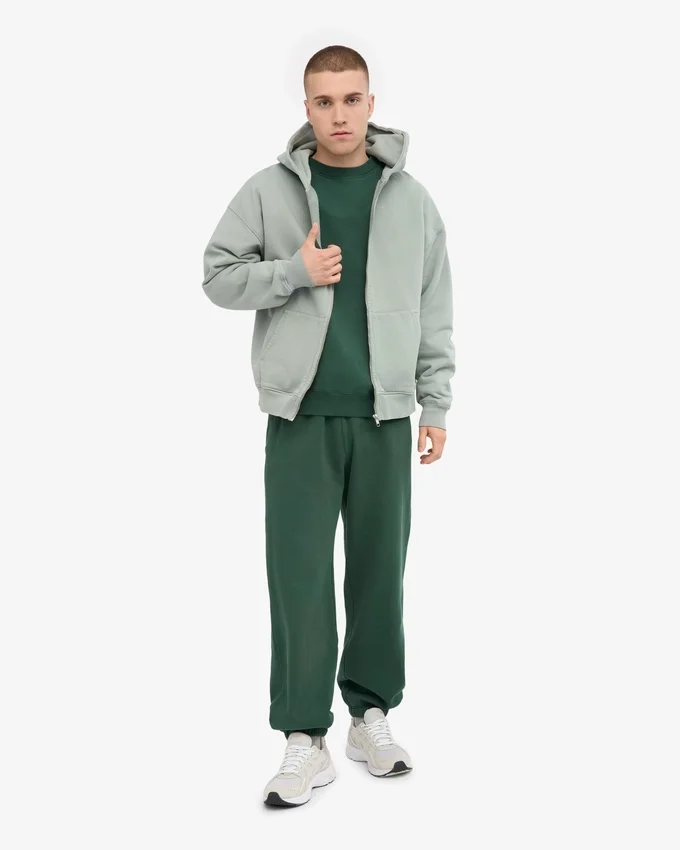 Pantalones de chándal holgados de algodón orgánico - Verde esmeralda