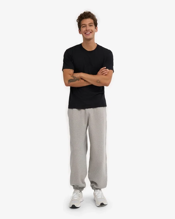 Pantalones de chándal holgados orgánicos - Gris jaspeado