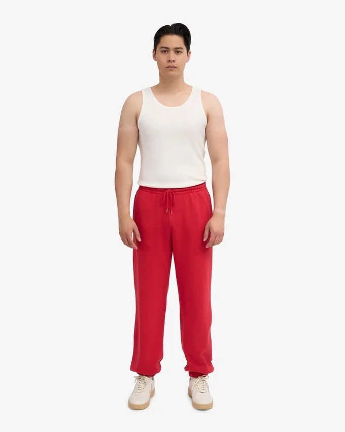 Pantalones de chándal holgados orgánicos - Rojo escarlata