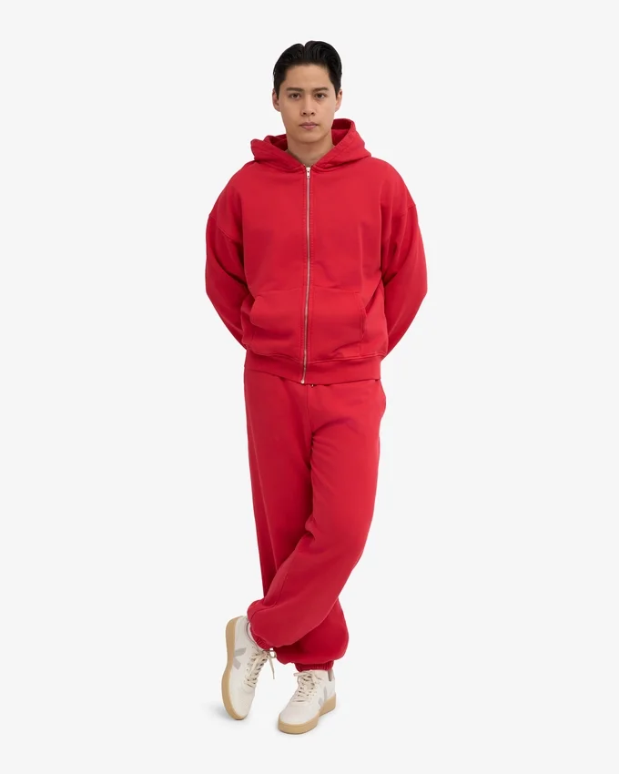 Pantalones de chándal holgados orgánicos - Rojo escarlata
