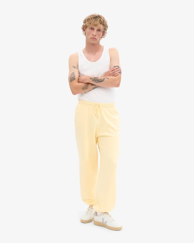 Pantalones de chándal orgánicos de corte holgado - Amarillo suave
