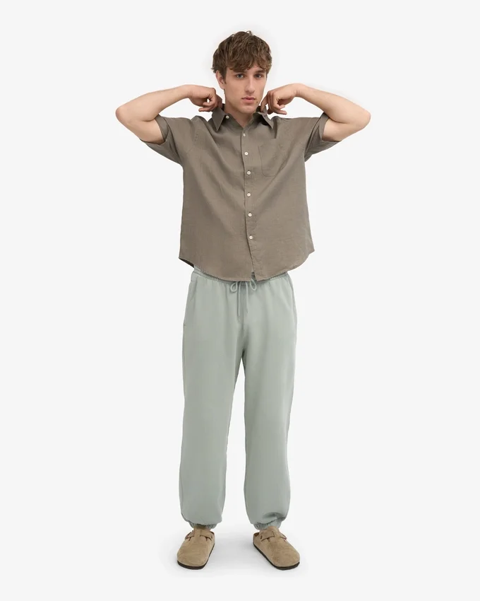 Pantalones de chándal orgánicos de corte holgado - Azul acero