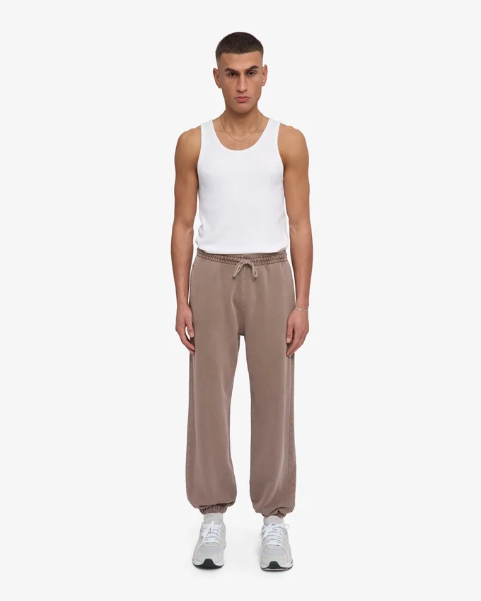 Pantalones de chándal orgánicos de corte holgado - Caqui descolorido