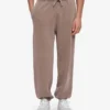 Pantalones de chándal orgánicos de corte holgado - Caqui descolorido