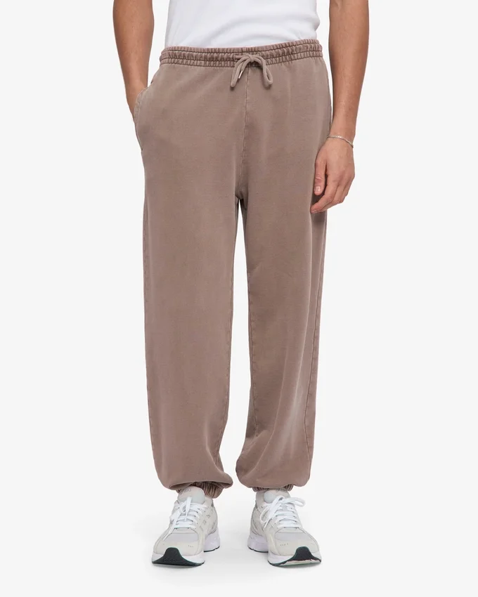Pantalones de chándal orgánicos de corte holgado - Caqui descolorido