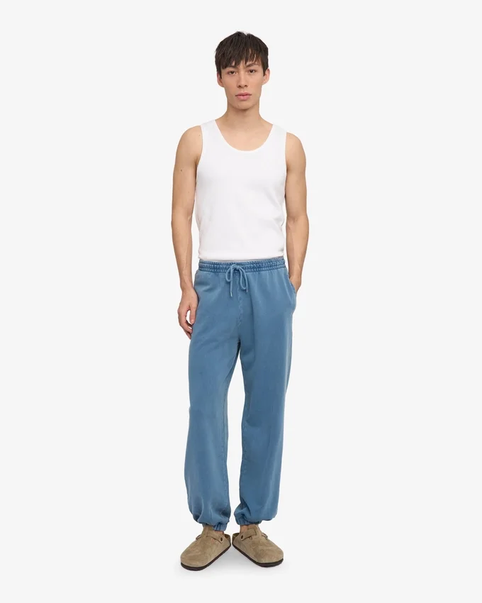 Pantalones de chándal orgánicos de corte holgado - Índigo descolorido