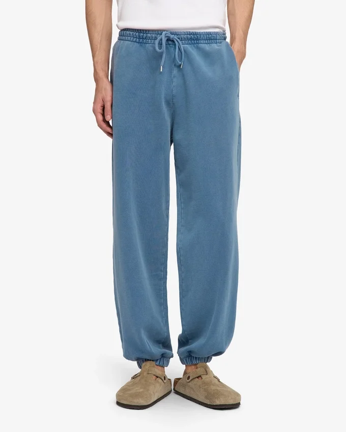 Pantalones de chándal orgánicos de corte holgado - Índigo descolorido
