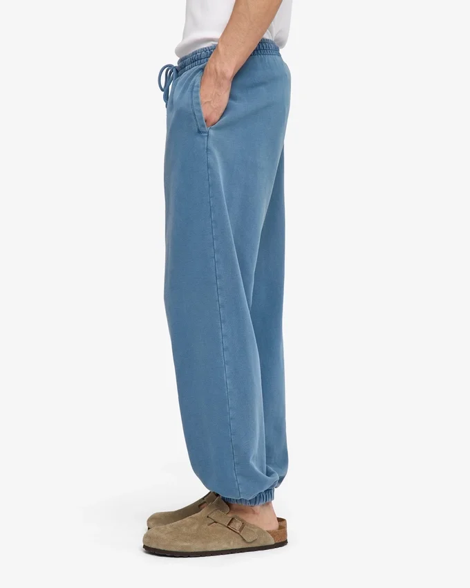 Pantalones de chándal orgánicos de corte holgado - Índigo descolorido