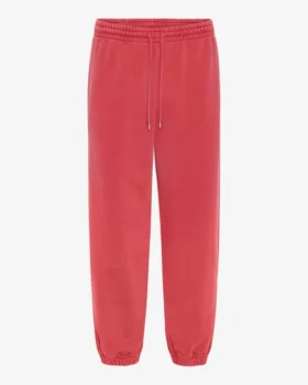 Pantalones de chándal orgánicos de corte holgado - Rojo descolorido