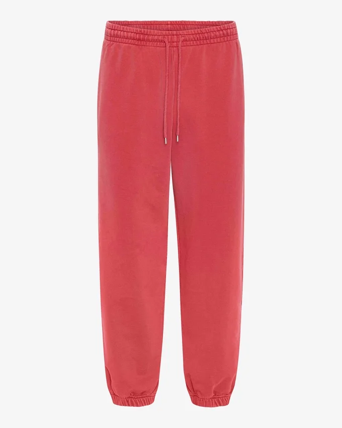 Pantalones de chándal orgánicos de corte holgado - Rojo descolorido