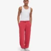 Pantalones de chándal orgánicos de corte holgado - Rojo descolorido