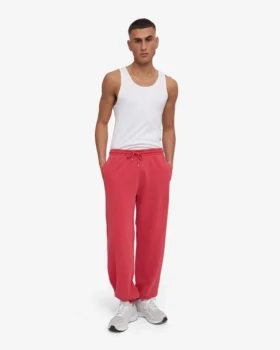 Pantalones de chándal orgánicos de corte holgado – Rojo descolorido
