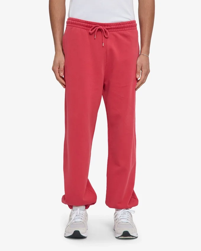 Pantalones de chándal orgánicos de corte holgado - Rojo descolorido