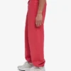 Pantalones de chándal orgánicos de corte holgado - Rojo descolorido