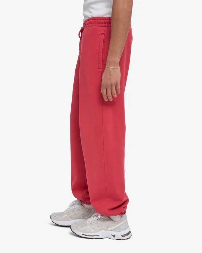 Pantalones de chándal orgánicos de corte holgado - Rojo descolorido