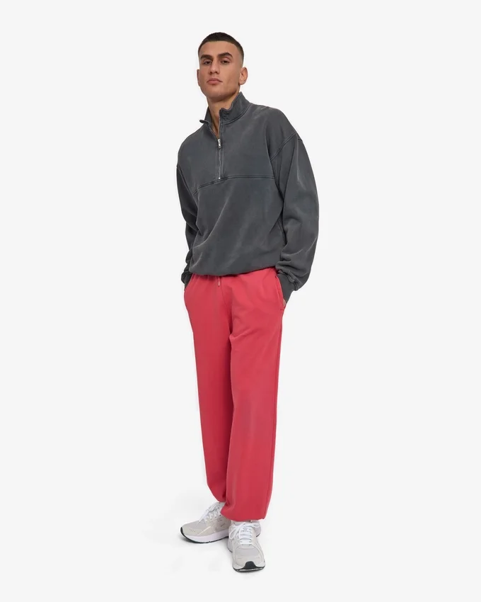 Pantalones de chándal orgánicos de corte holgado - Rojo descolorido