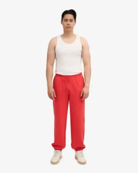 Pantalones de chándal orgánicos de corte holgado – Rojo mandarina