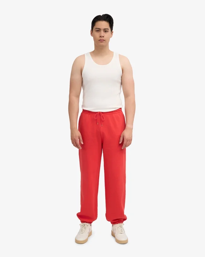 Pantalones de chándal orgánicos de corte holgado - Rojo mandarina