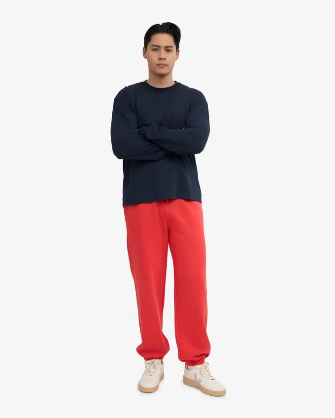 Pantalones de chándal orgánicos de corte holgado - Rojo mandarina