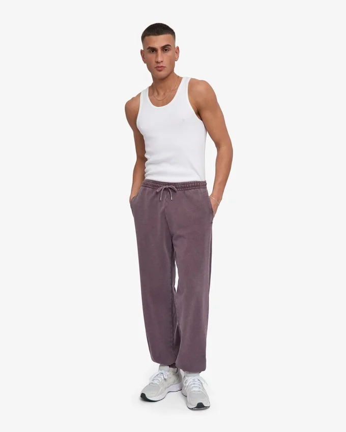 Pantalones de chándal orgánicos de corte holgado - Uva descolorida