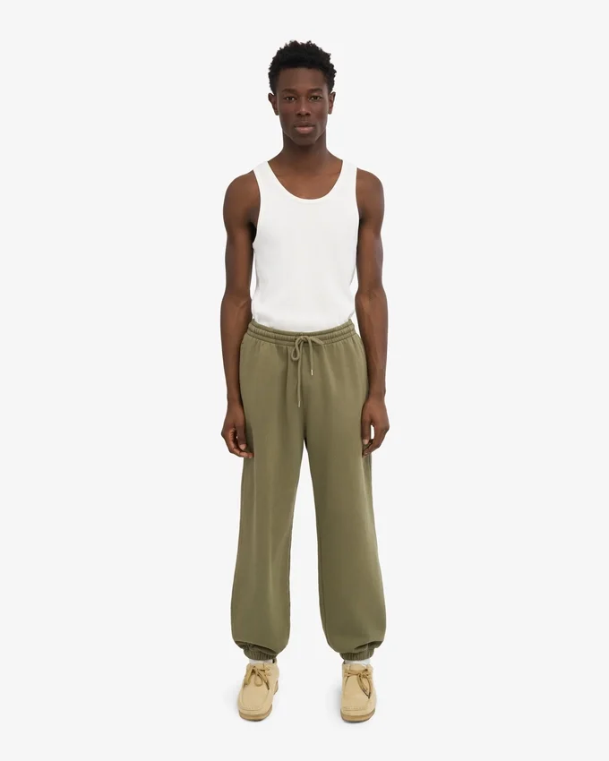 Pantalones de chándal orgánicos de corte holgado - Verde oliva apagado
