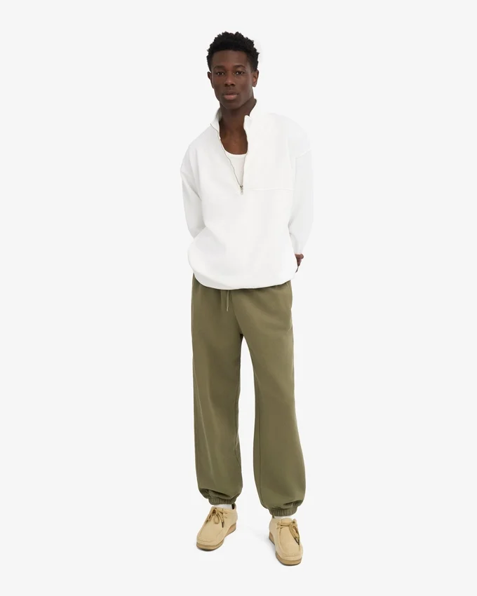 Pantalones de chándal orgánicos de corte holgado - Verde oliva apagado