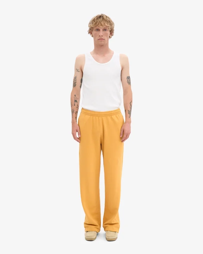 Pantalones de chándal orgánicos de corte recto - Amarillo quemado