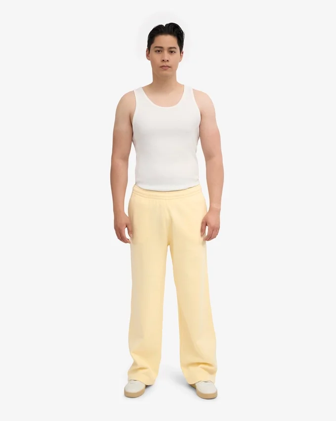 Pantalones de chándal orgánicos de corte recto - Amarillo suave
