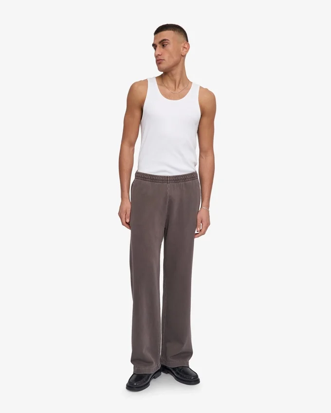 Pantalones de chándal orgánicos de corte recto - Barro descolorido