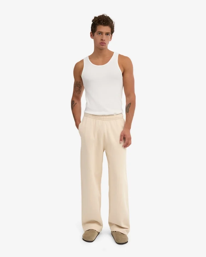 Pantalones de chándal orgánicos de corte recto - Blanco marfil