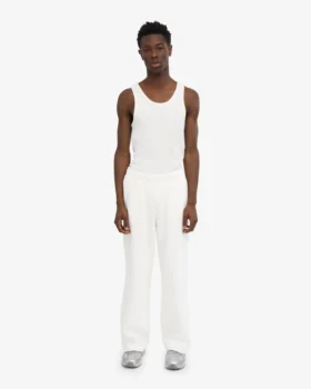 Pantalones de chándal orgánicos de corte recto – Blanco óptico