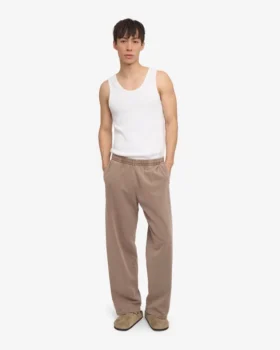 Pantalones de chándal orgánicos de corte recto – Caqui descolorido