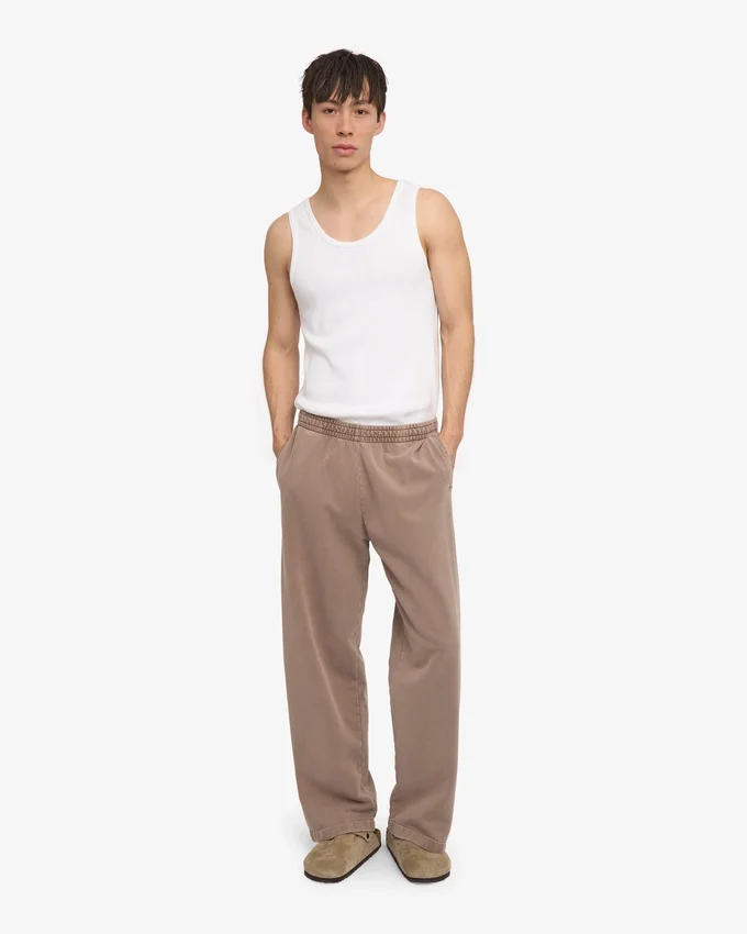 Pantalones de chándal orgánicos de corte recto - Caqui descolorido