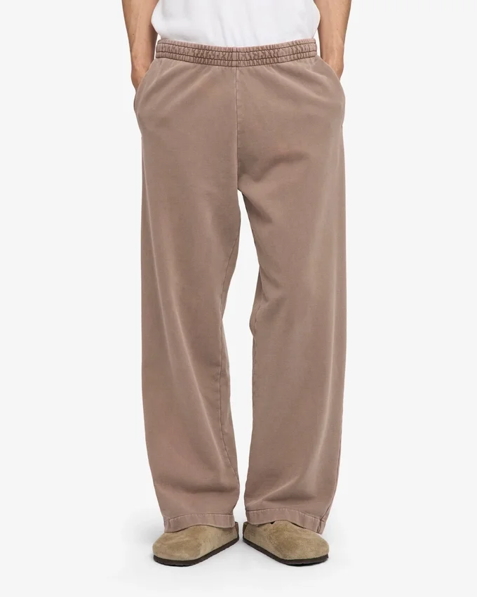Pantalones de chándal orgánicos de corte recto - Caqui descolorido