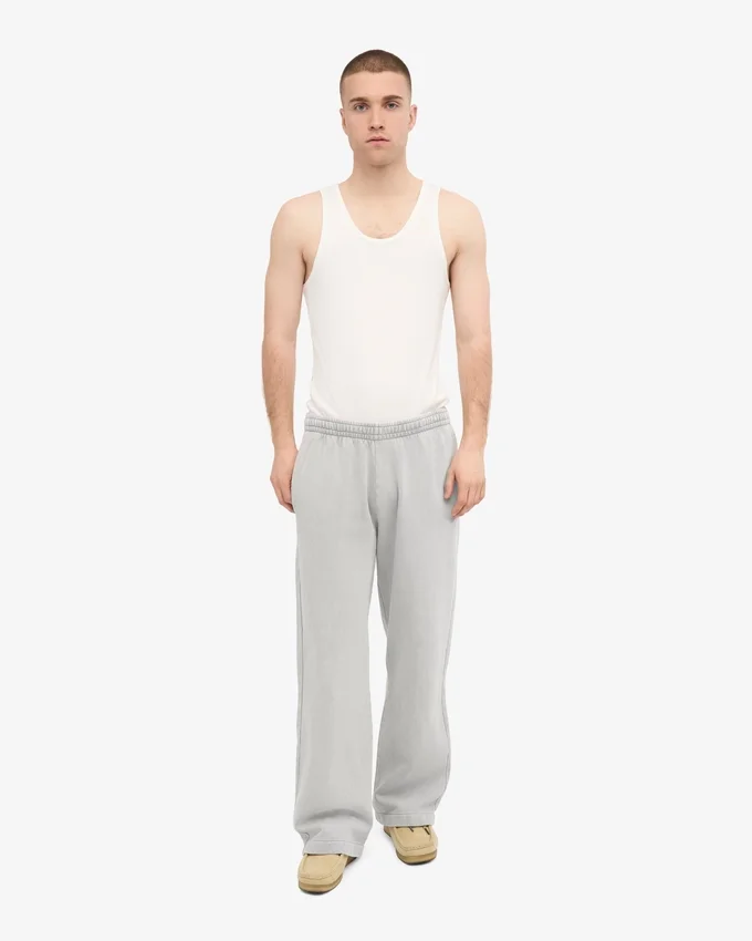 Pantalones de chándal orgánicos de corte recto - Gris descolorido